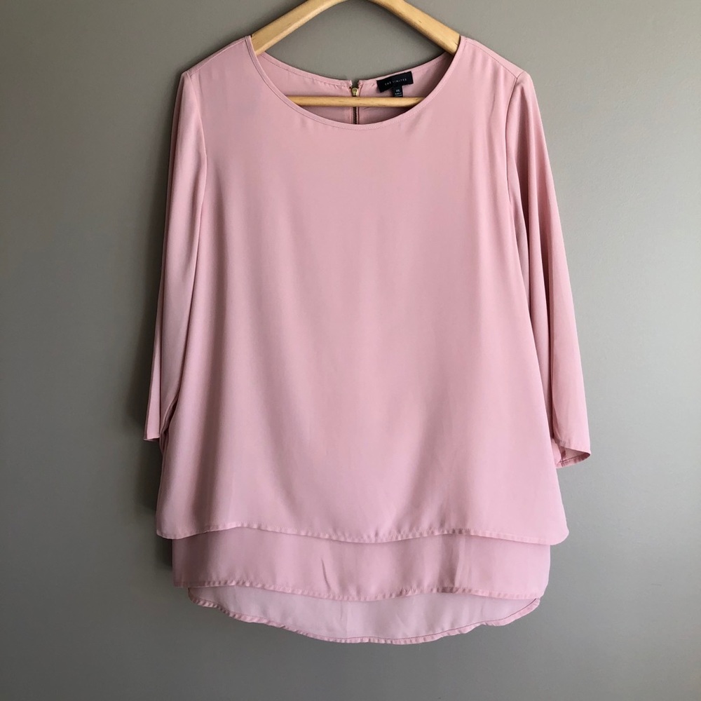 The Limited XXL Blush Pink Layered High Low Blouse